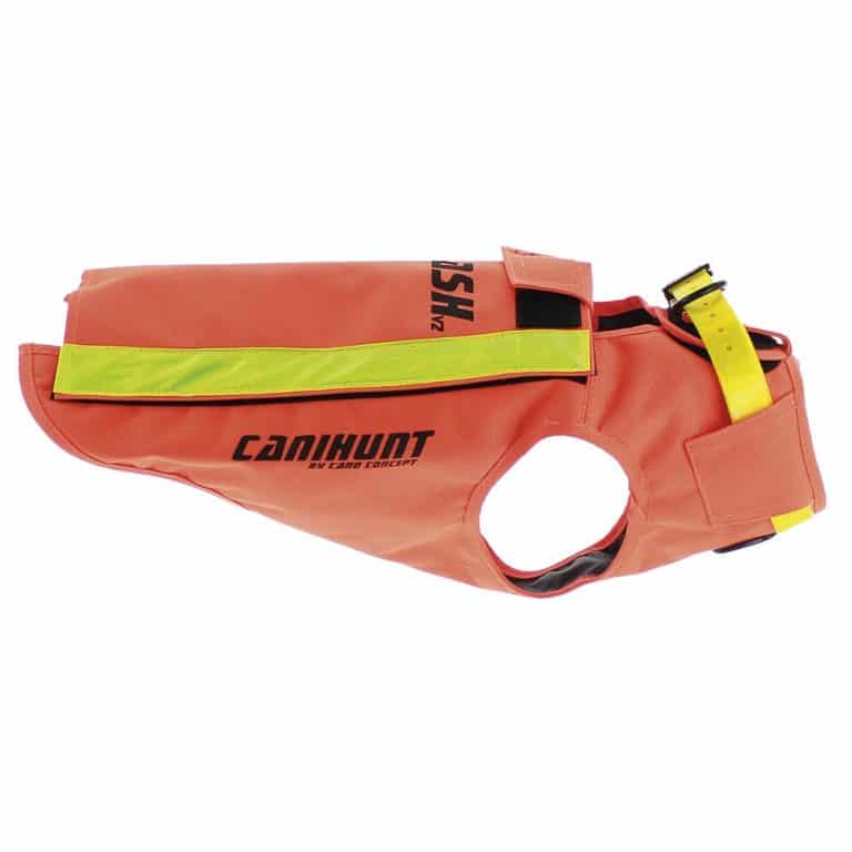CANIHUNT Weste Flash V2 (Größe S) – Neonorange Jagdgeschirr Mit Reflektorstreifen Für Hunde